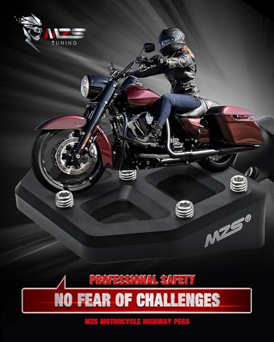 Image of MZS 1.25 inch Highway Pegs, Motorcycle Adjustable Highway Foot Pegs Mount Long Angled CNC Aluminum Compatible with Sportster Softail Road King Street Glide Electra Dyna Vulcan VTX for 1 1 /4 Engine Guard