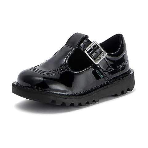 Kickers Girls Vegan Patent Black School Shoes Cover
