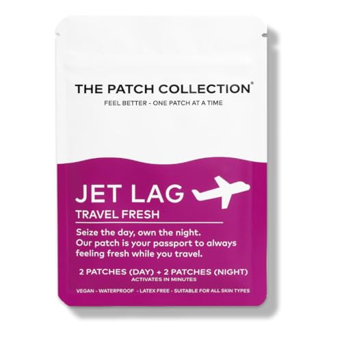 The Patch Collection - Jet Lag Patch for Day & Night Time Zone Changes | Melatonin Valerian Root Passion Flower Magnesium Vitamin B1 B2 B3 Turmeric | 100% Natural & Vegan (Pack of 4)