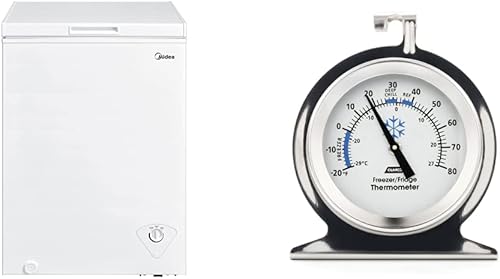 Midea MRC04M3AWW, mini congelador blanco de 3.5 pies cúbicos, pies cúbicos y termómetro Camco 42114 - Refrigeradorcongeladoralmacenamiento en seco