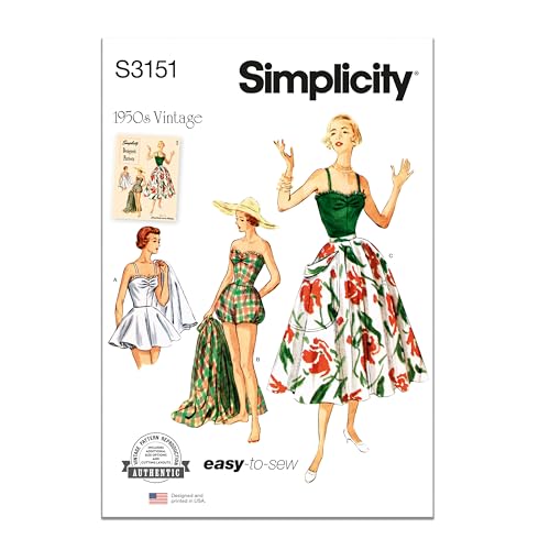 Simplicity SS3151Y5 Vintage 1950's Misses' One Piece Bathing Suit and