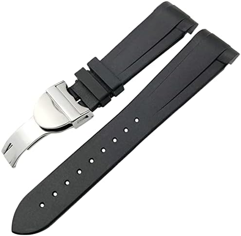 EKSIL Rubber Watchband 22mm Silicone Watch Strap For Tudor Heritage Black Bay Pelagos Waterproof Bracelets (Color : Black folding, Size : 22mm)