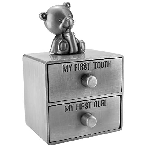 Mogoko Silver Tooth Box, Baby First Tooth and Curl Keepsake Box Set, Kids Teeth Fairy Holder for Boy or Girl Cover