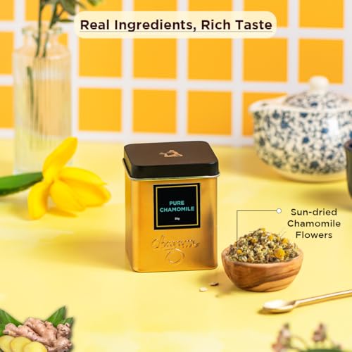 Image of CHAYAM Chamomile Tea Loose Leaf - 30g each | Pure Whole Chamomile Flowers | Calming Bedtime Herbal Tea | Good Sleep & Stress Relief | Caffeine-Free - pack of 2