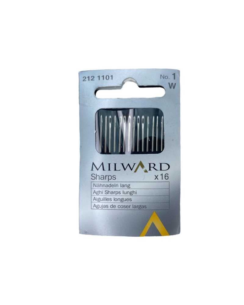 16 Aghi Metallo Cucito Milward Sharps Lunghi N° 1