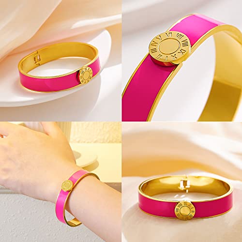 Godyce Love Friendship Bracelet Bangle Colorful Orange Enamel Bangles Bracelets For Women Teen Girls Party Fashion Bangles Stainless Steel Jewelry Birthday With Gifts Box (12Mm Pink, Stainless Steel) #TOP2