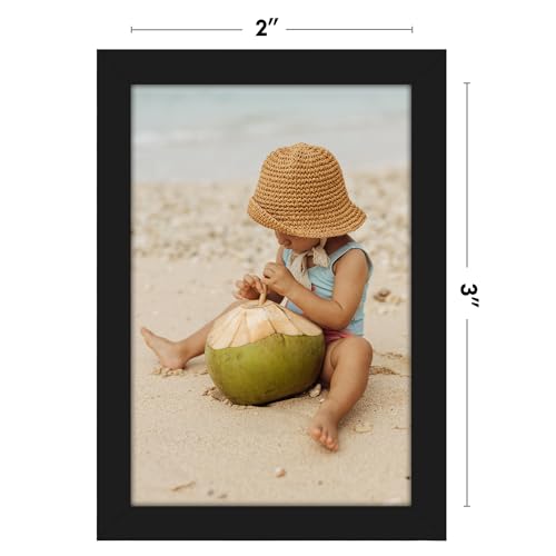 Image of Americanflat 2x3 Picture Frame with Polished Crystal-Clear Glass - Streamline Collection - Thin Border Photo Frame for Tabletop Display - Easel Stand Included - Black