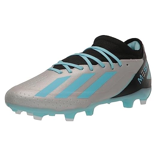 adidas Unisex X Crazyfast Messi.3 Firm Ground Sneaker, Silver Metallic/Bliss Blue/Core Black, 9.5 US Men