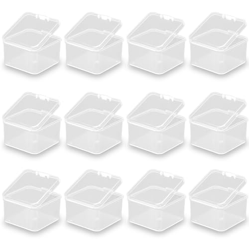 Image of 24 Pcs Square Bead Organizers (2.09 x 2.09 x1.42 inch) - Clear Plastic Beads Storage Containers Box for Jewelry Findings and Art Supplies