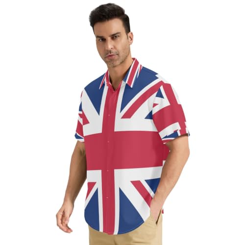 Chemise hawaïenne homme manches courtes Union Jack décontractée taille S anti-plis