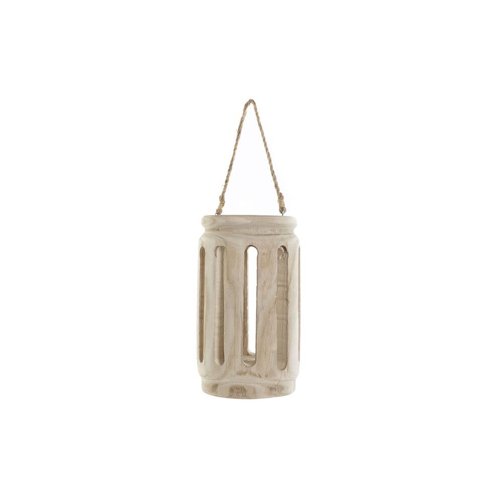 Portavelas DKD Home Decor Cristal Marrón Madera de Paulonia (18 x 18 x 30 cm)