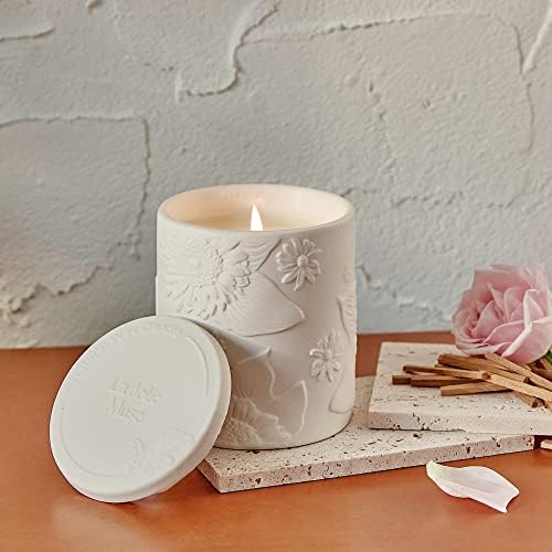 LA Jolie Muse Sandalwood Rose Scented Candle for Stress Relief, Natural Wax, 340g, 70 Hours Long Burning