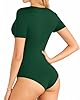 MANGOPOP Women's Short Sleeve Bodysuit Sexy V Neck... #2