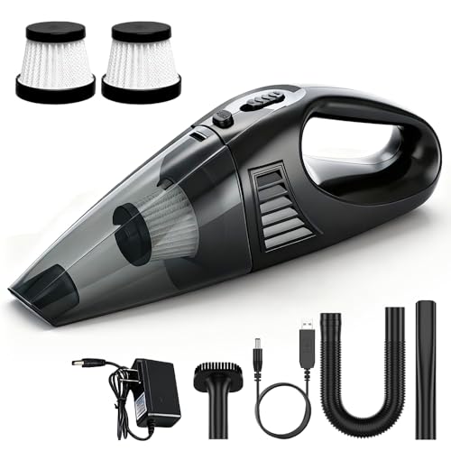 HOVCEH Handheld Vacuum Cleaner Cordless, Car Vacuum Cleaner with 2 Washable Filters, Hand Held Vacuum Cordless for Car Home Office