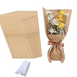 iLulala 40 bolsas de envoltura de flores con cintas adicionales para ramos, mangas de papel kraft de 11 x 17.3 pulgadas, envolturas florales frontales transparentes para suministros de embalaje de