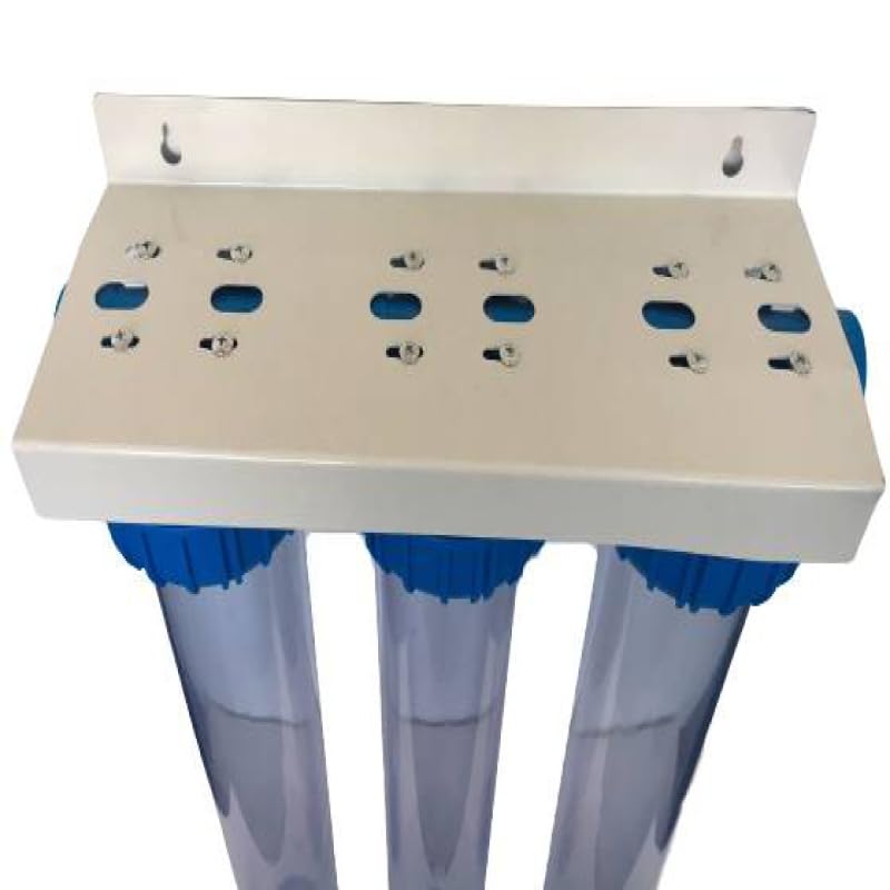 Swan Batterie à Trois Tasses Porte Filtre 20" y Compris Support et Clé pour Installations Filtration d'Eau pour Sédiments et Bloc de Carbone