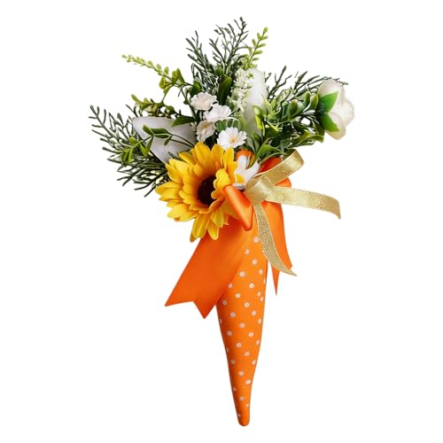 de vacaciones de primavera: ramo de y zanahoria, decoración de Pascua con colores vibrantes, para interior y exterior con diseño ligero, hogar, aula, oficina, para puerta de