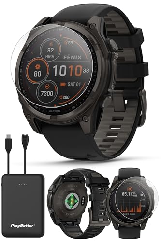 Garmin Fenix 8 Solar Sapphire 47mm Multisport GPS Smartwatch Bundle