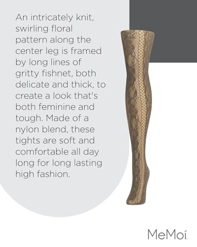Image of MeMoi Women's Linear Floral Netted Nylon Tights
