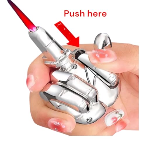 Encendedor Novelty NIVEK Middle Finger Plateado miniatura 4