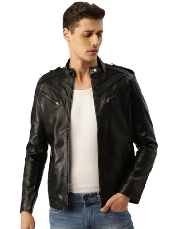 Leather Retail Men’s Black Spanish Design Faux Leather Jacket LRSPBL0511