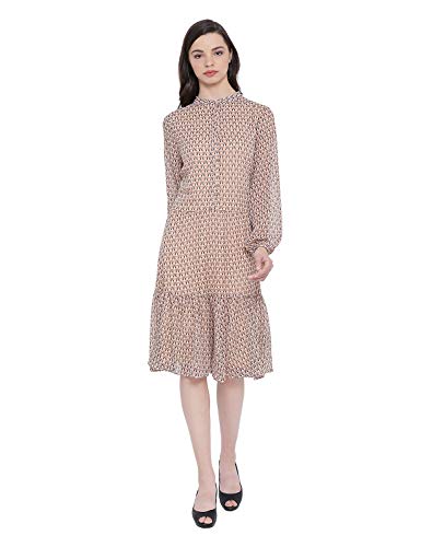 Image of oxolloxo Women Round Neck Full Sleeve Abstract Print Dress