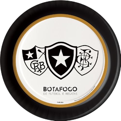 Prato Botafogo Oficial - Embalagem com 8 unidades.