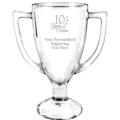 Image of Crown Awards 7 inch Custom Engraved Cup Trophy, Personalized Glass Cup Award with Your Text