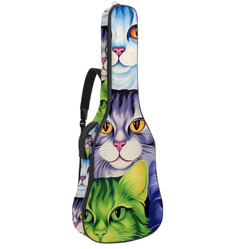 Sac de transport guitare acoustique 41 pouces étanche à motif chat coloré