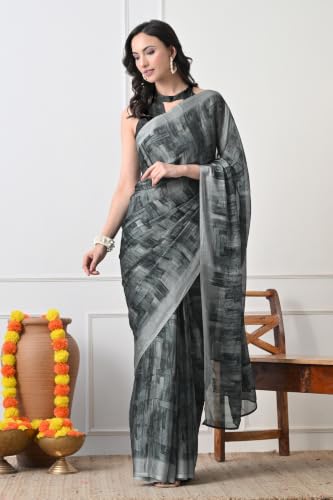 Image of MIRCHI FASHION Women Saree | Chiffon Batik Printed Breathable Regular Use Sari with Blouse