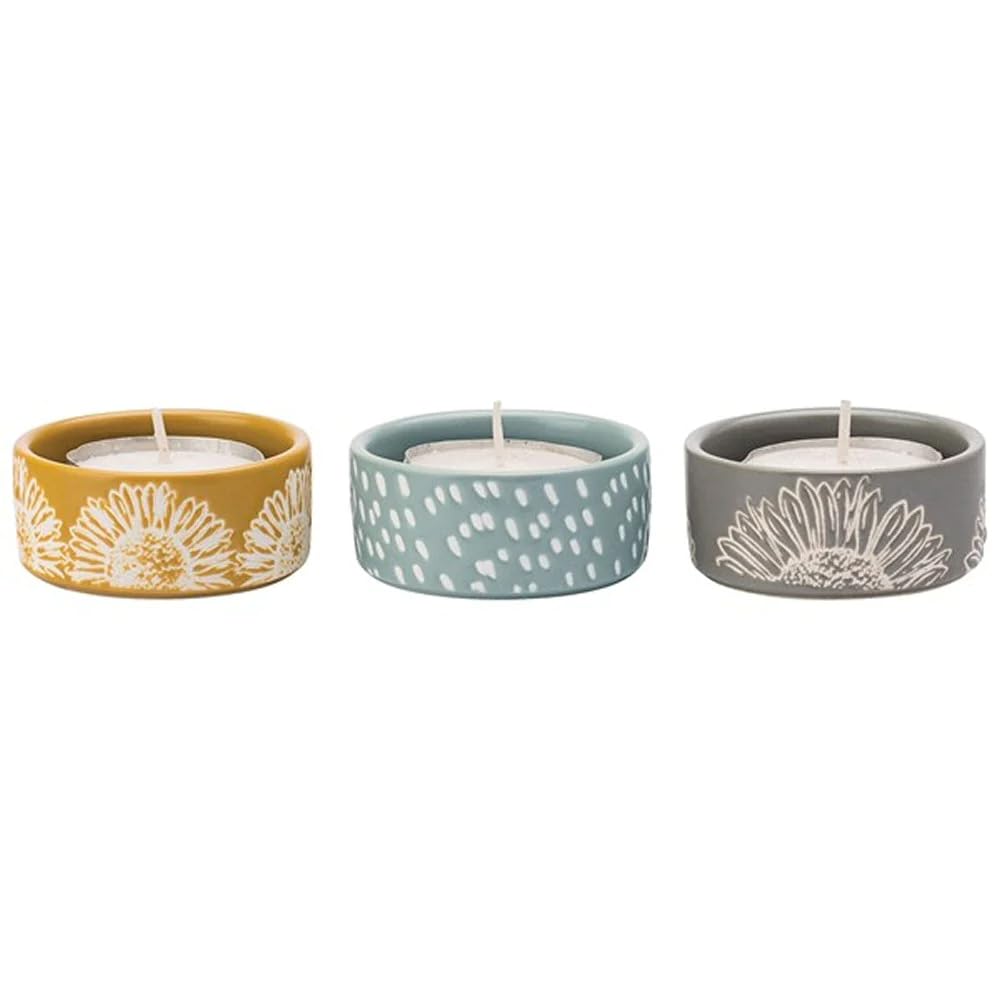 ENGLISH TABLEWARE Company Artisan Flower Set of 3 Tealight Holders