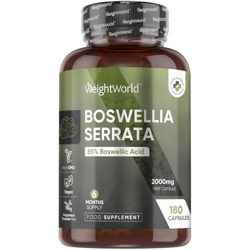 Boswellia Serrata Extract | 85% Boswellic Acid | 5:1 Extract | 2000mg per Capsule | 180 Vegan Capsules | Indian Frankincense Resin | 6 Months Supply | Magnesium Stearate-Free & Non-GMO | 1 a Day