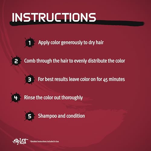 Splat Midnight Scarlet Semi Permanent Hair Dye Kit, 1 Application, Includes Deep Reconstructor Conditioner, Lasts 30 Washes, No Bleach Required, Vegan & Cruelty Free Hair Color