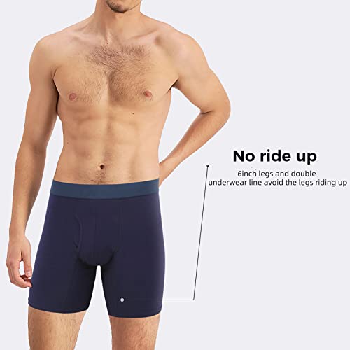 5Mayi Men's 6" Underwear for Men Boxers Briefs Cotton Boxers Briefs for Men Open Fly Underwear Men 4-Pack S M L XL XXL2