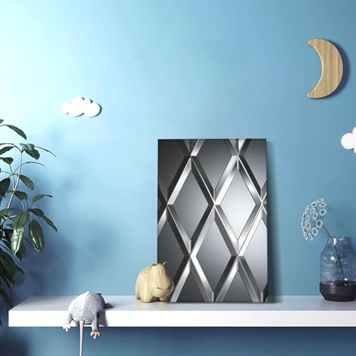 Impression sur toile figure géométrique argentée poster mural chambre