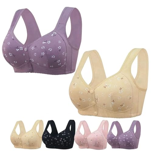 Image of Daisy Bras for Older Women 2024 2Pack New Summer Breathable Bra No Underwire Front Button Bra