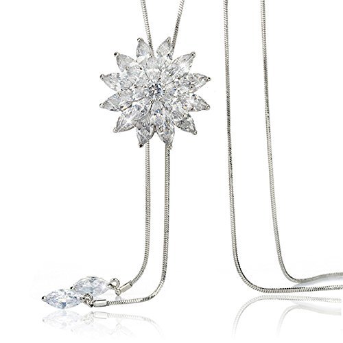Shining Diva Fashion Jewellery Silver Crystal Flower Chain Pendant Necklace for Women and Girls (9272np) (B07NPZCFXK) Amazon Price History, Amazon Price Tracker