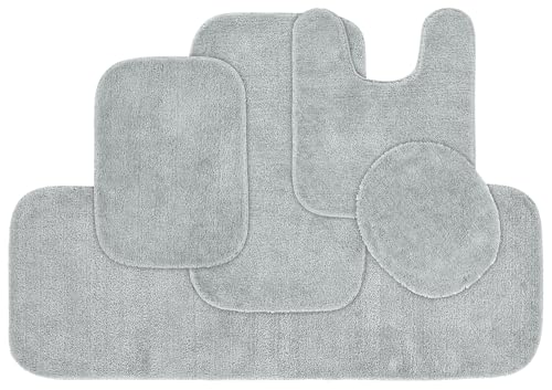 Garland Rug Traditional Nylon Washable Platinum Gray 5 Piece Set
