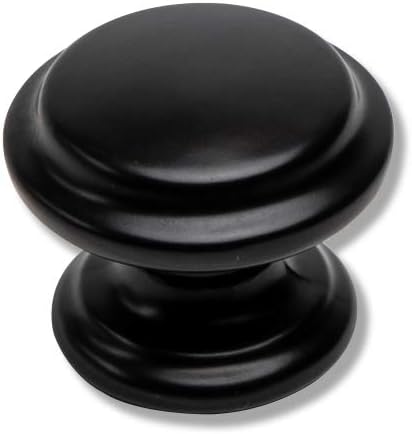 Vista 7 de Paquete de 10 pomos planos negros tradicionales curvados para gabinete de cocina, manijas para puerta de armario de cocina, cajón de tocador