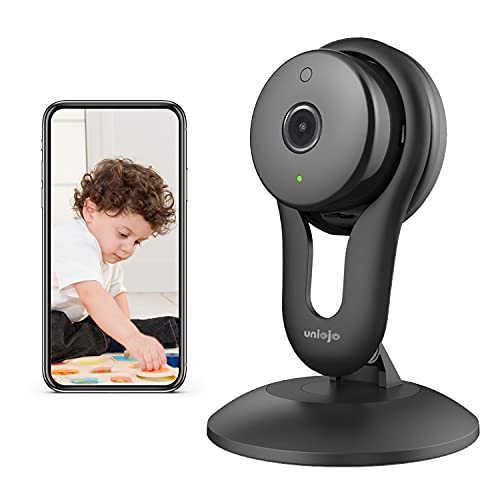 Indoor Camera, UNIOJO Baby Monitor with Camera and Audio, WiFi Camera with Night Vision, Motion Alert, Home Security Camera with TF Card Slot and Cloud for Pet, Baby, Store, IP Camera Work with Alexa
