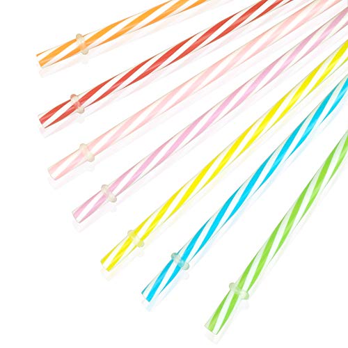 Okgd 100 Piece Reusable Hard Plastic Straws. Bpa-Free, 9 Inch Long Stripe Drinking Straws, Outer Diameter 0.28 Inch #TOP2