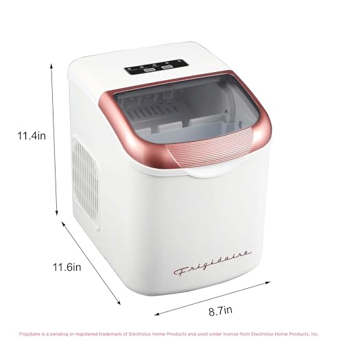 Image of FRIGIDAIRE Retro Compact Ice Maker Machine, Bullet Ice, 26 lb per Day (White)