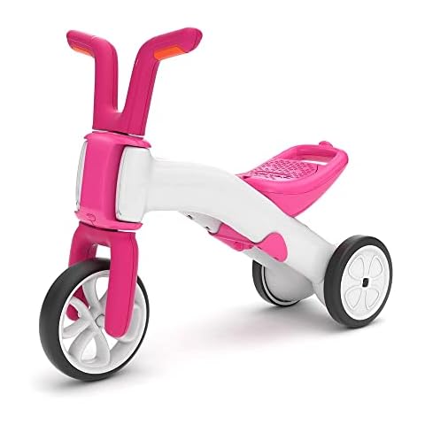 Chillafish Bunzi Gradual Balance Bike and Tricycle, 2-in-1 Ride on Toy for 1-3 Years Old, Silent Non-Marking Wheels, Pink Cover
