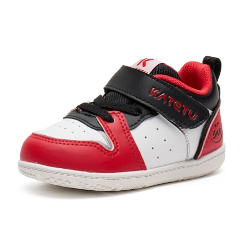 Baby Sneakers Boys Girls Toddler Wide Toe Box Shoes Non-Slip Breathable Walking Tennis Running Lightweight Sport Outdoor Shoes 6 Toddler White Red Bla