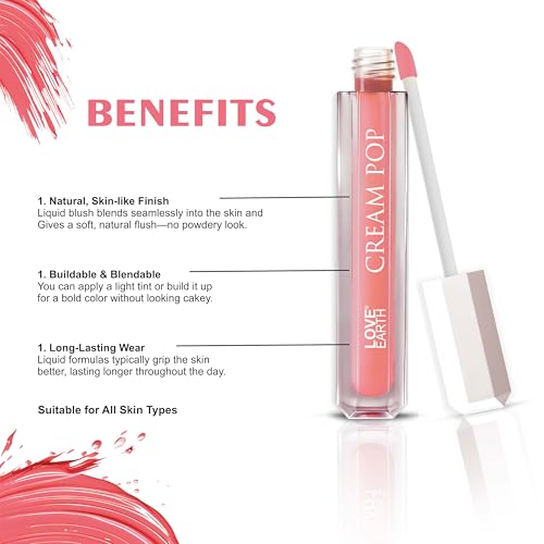 Image of Love Earth Cream Pop Blush - Magnora| Hyaluronic Acid | Smooth, Lightweight, Long-Lasting | Dewy Finish, Easily Blendable| Everyday Natural Glow | Suitable for All Skin Types -2ML