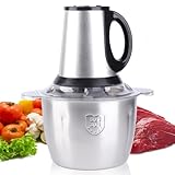 3L Electric Mini Food Chopper Procesador de Alimentos Picadora de Carne 600W Licuadora de Carne de Acero Inoxidable con 4 Cuchillas Afiladas para Carne, Verduras, Frutas y Nueces