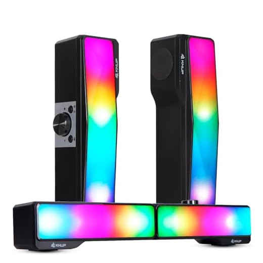 Caixa de Som Gamer Soundbar Hórus 10W Rms Real Estéreo 2 Alto Falante Iluminação Led Rgb Multimídia Conector P2 Usb Controle Volume Pc Computador Notebook Mac Smart Tv