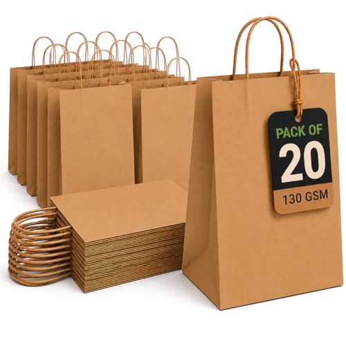 Sacs en papier kraft pour mariage et anniversaire, grands contenants festifs HURUC 31cm