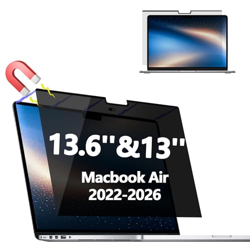 Image of Magnetic Privacy Screen Protector for MacBook Air 13.6 /13 Inch (2022-2026, M2, M3,M4,M5), Removable Matte Laptop Privacy Filter Shield with MacBook Air 13.6 Inch, Anti Blue Light and Glare