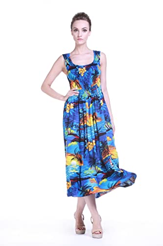 Image of Hawaii Hangover Family Matching Hawaiian Clothes, Sunset Blue | Family matching Hawaiian outfits, Sunset Blue, lightweight rayon, machine washable, tropical print, luaus, cruises